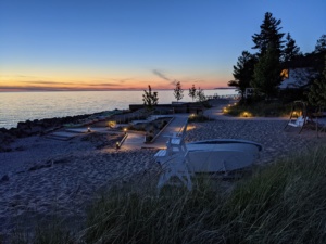 Sunset Overlooking the Pocket Beach Walkway and Fire Pit