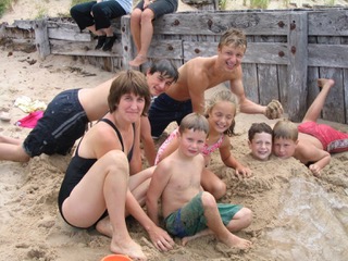 Playing at the beach